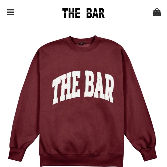 The Bar Varsity Sweatshirt Maroon NWT Same Day Ship - Picture 1 of 8